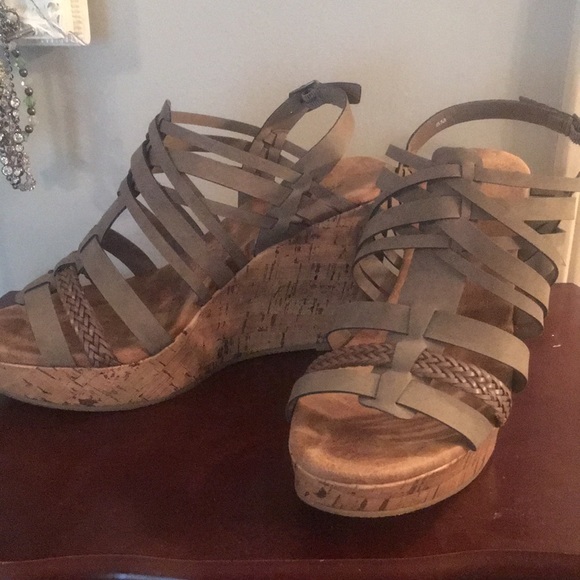 eva multi strap cork wedge